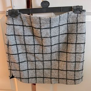 Madewell Plaid Grey Wool Skirt